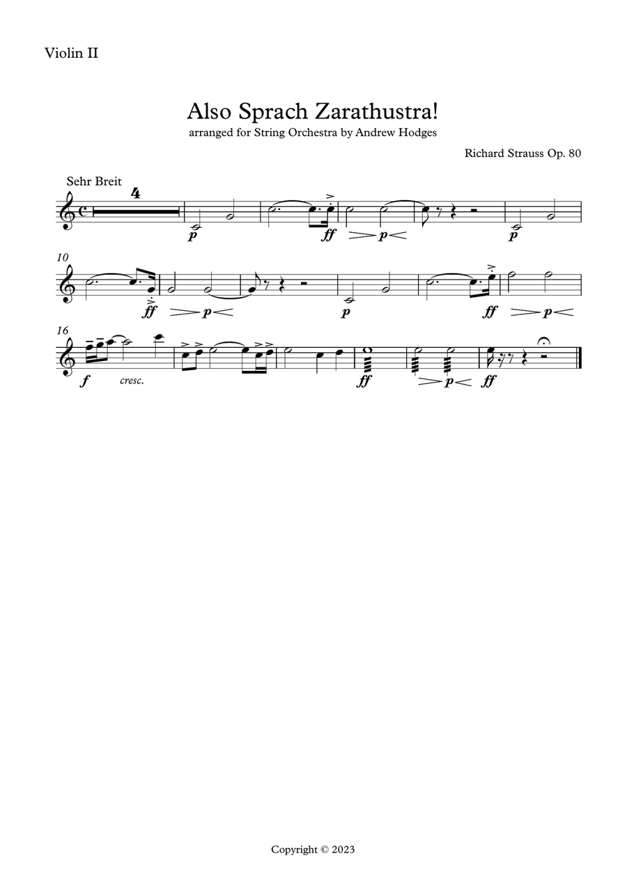 (Introduction) Also Sprach Zarathustra String Orchestra scores gallery preview page 4