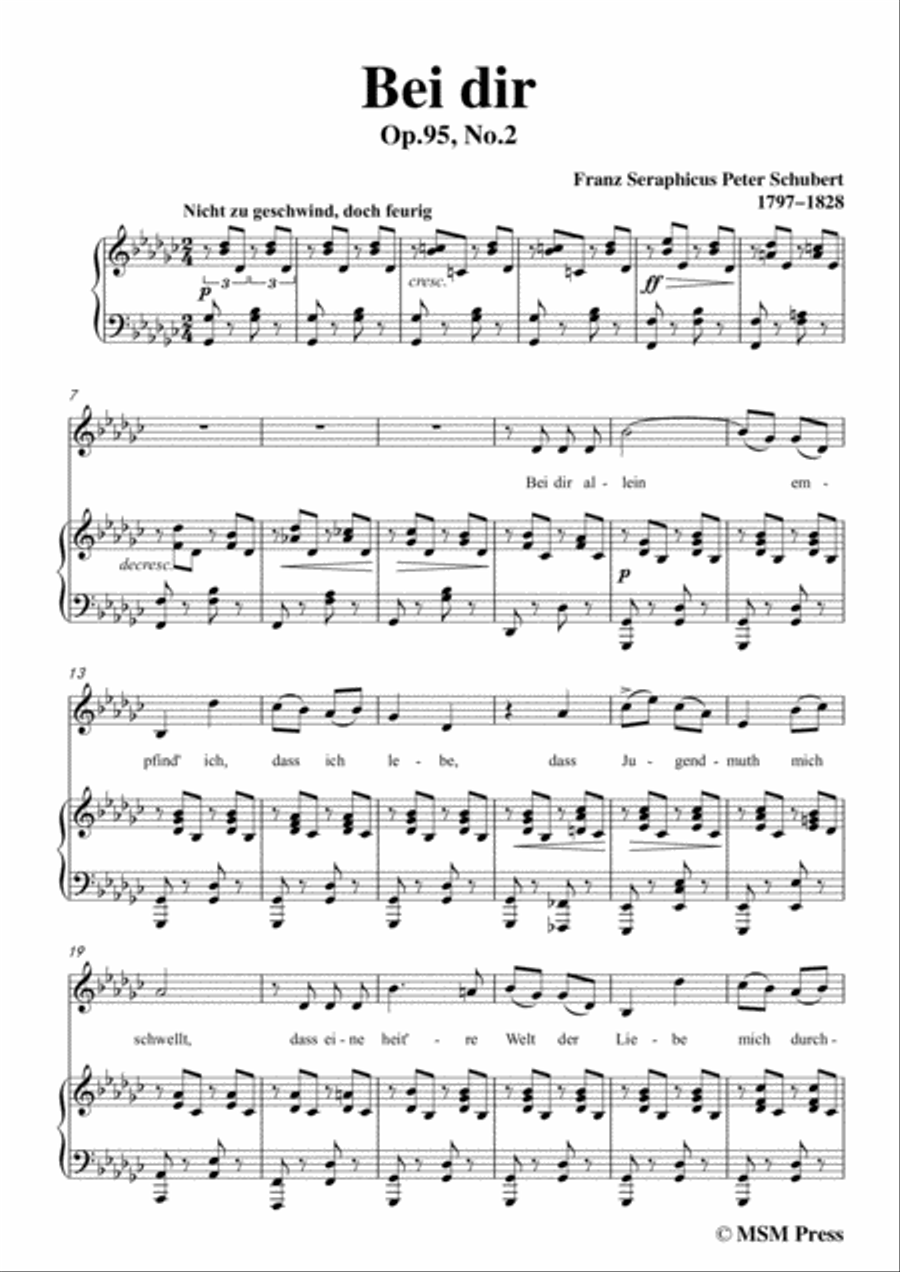 Schubert-Bei dir,in G flat Major,Op.95,No.2,for Voice and Piano Voice Solo scores gallery preview page 3