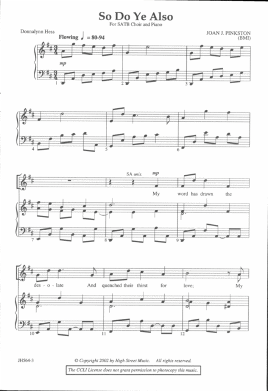 So Do Ye Also 4-Part scores gallery preview page 2