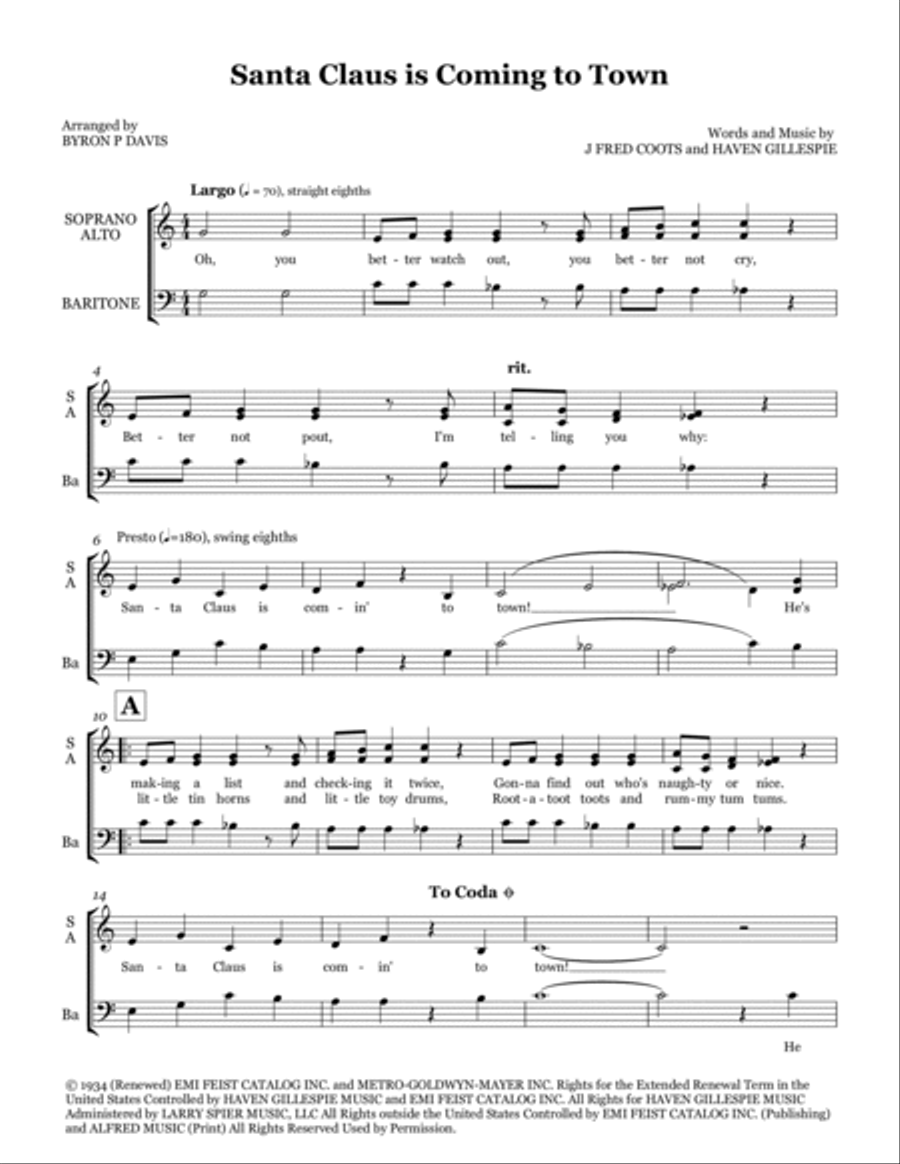 Santa Claus Is Comin' To Town 3-Part scores gallery preview page 2