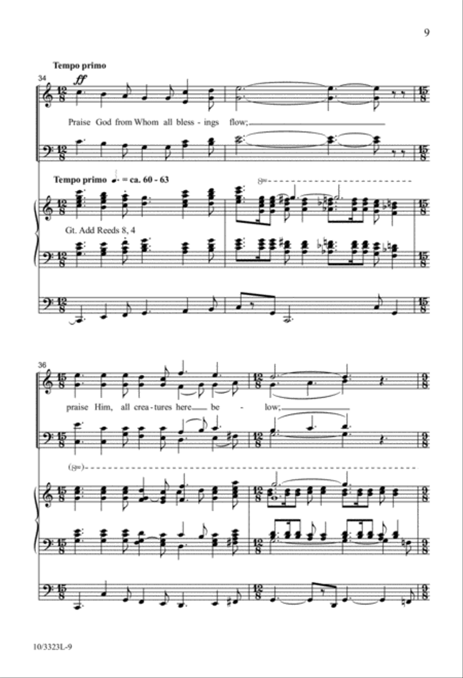 Praise God from Whom All Blessings Flow 4-Part scores gallery preview page 9