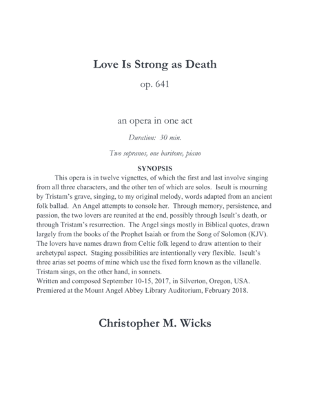 Love Is Strong as Death, an Opera image number null