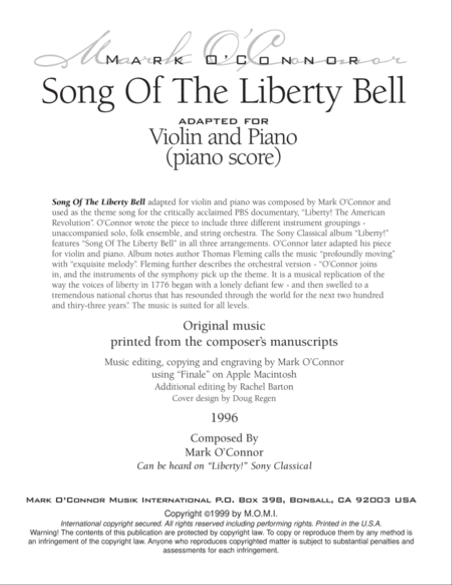 Song Of The Liberty Bell (score - violin and piano) Violin Solo scores gallery preview page 3