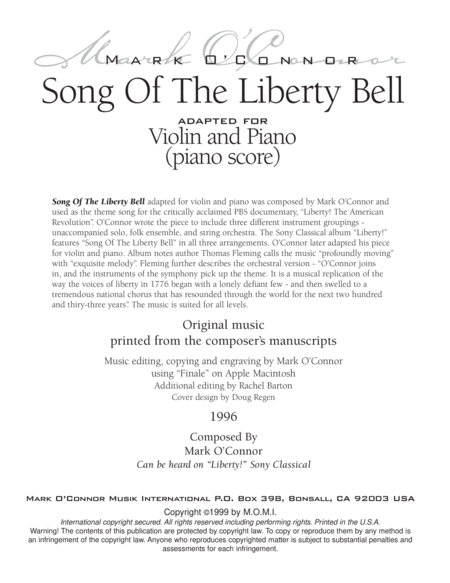 Song Of The Liberty Bell (score - violin and piano) image number null