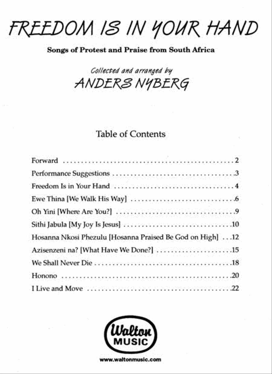 Freedom Is In Your Hand (Songs of Protest and Praise from South Africa - Collection) 4-Part scores gallery preview page 2