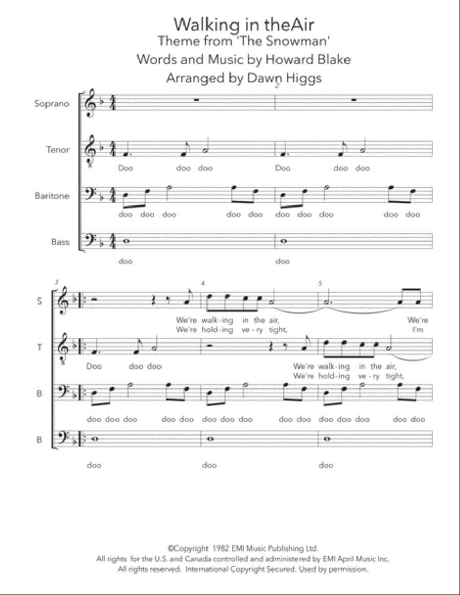Walking In The Air Walking In The Air 4-Part scores gallery preview page 1