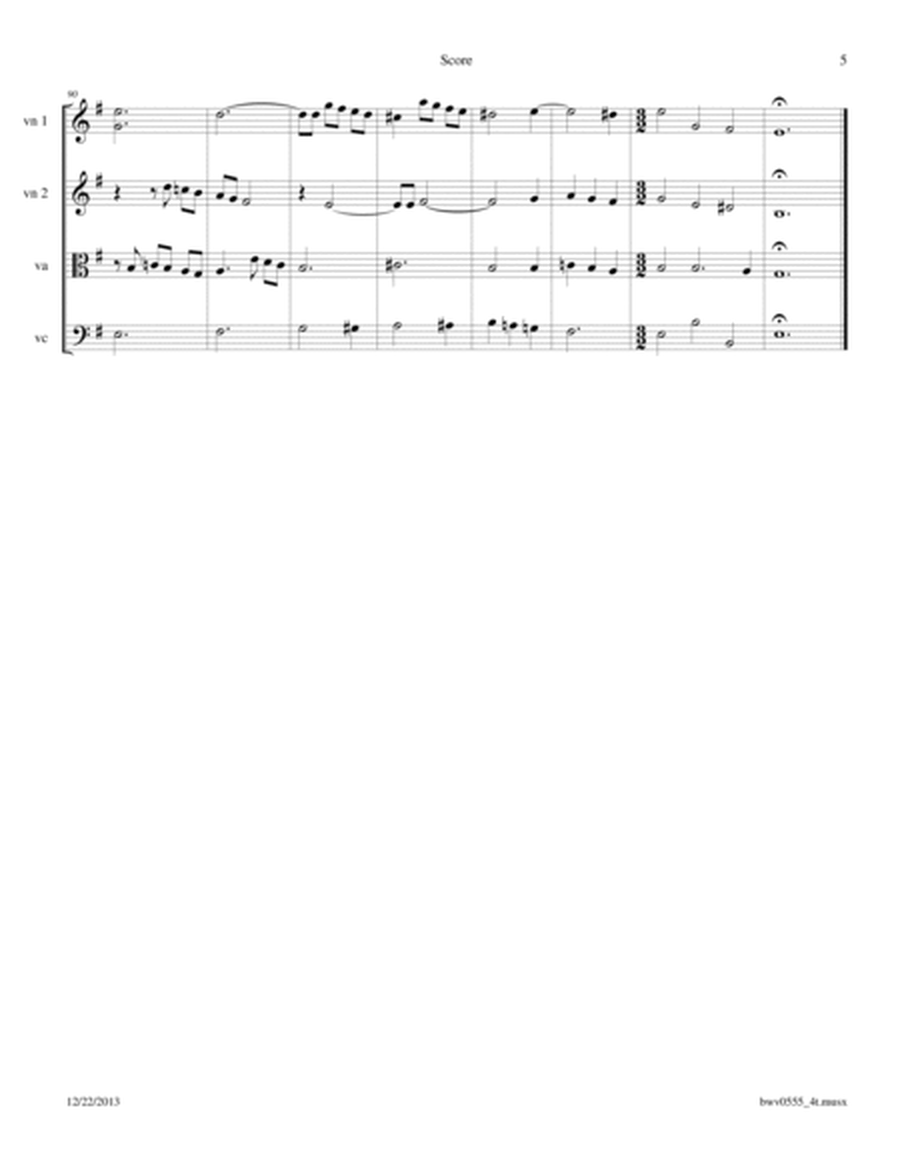 Bach: Prelude & Fugue in E Minor BWV 555 transcribed for String Quartet image number null