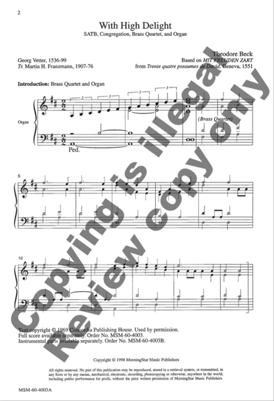 With High Delight (Choir Score) 4-Part scores gallery preview page 2