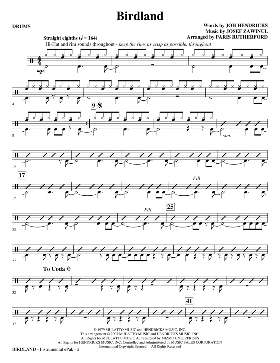 Birdland - Drums Choir scores gallery preview page 1