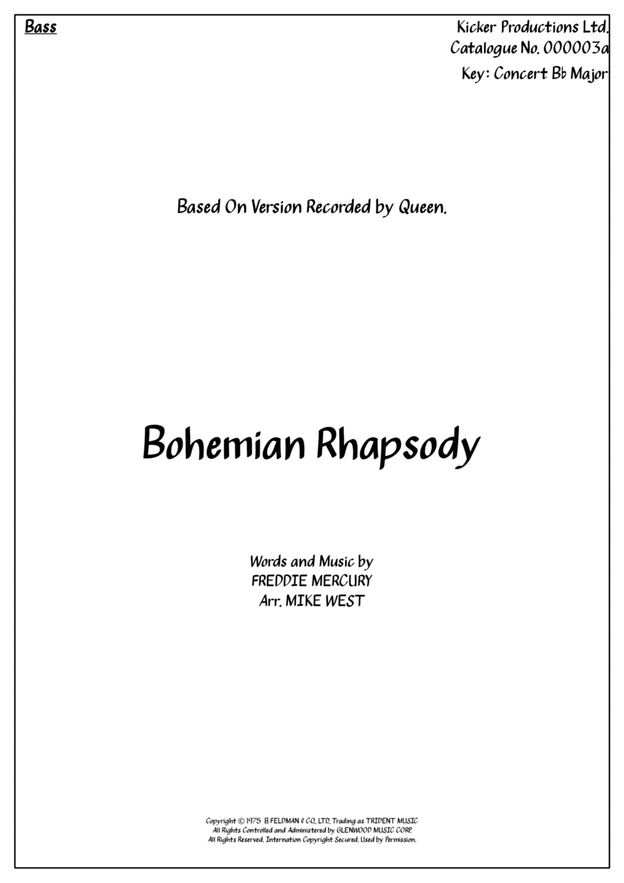 Bohemian Rhapsody Bass Guitar scores gallery preview page 1