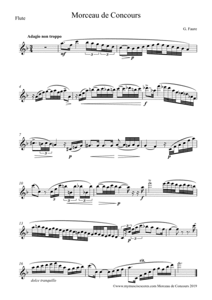 Faure Morceau de Concours for Flute and String Orchestra image number null