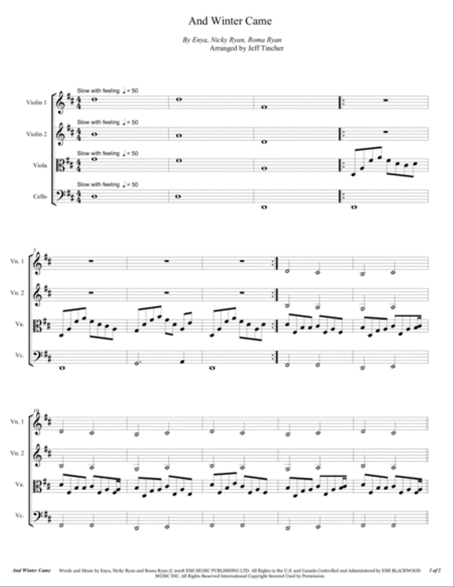 And Winter Came String Quartet scores gallery preview page 2