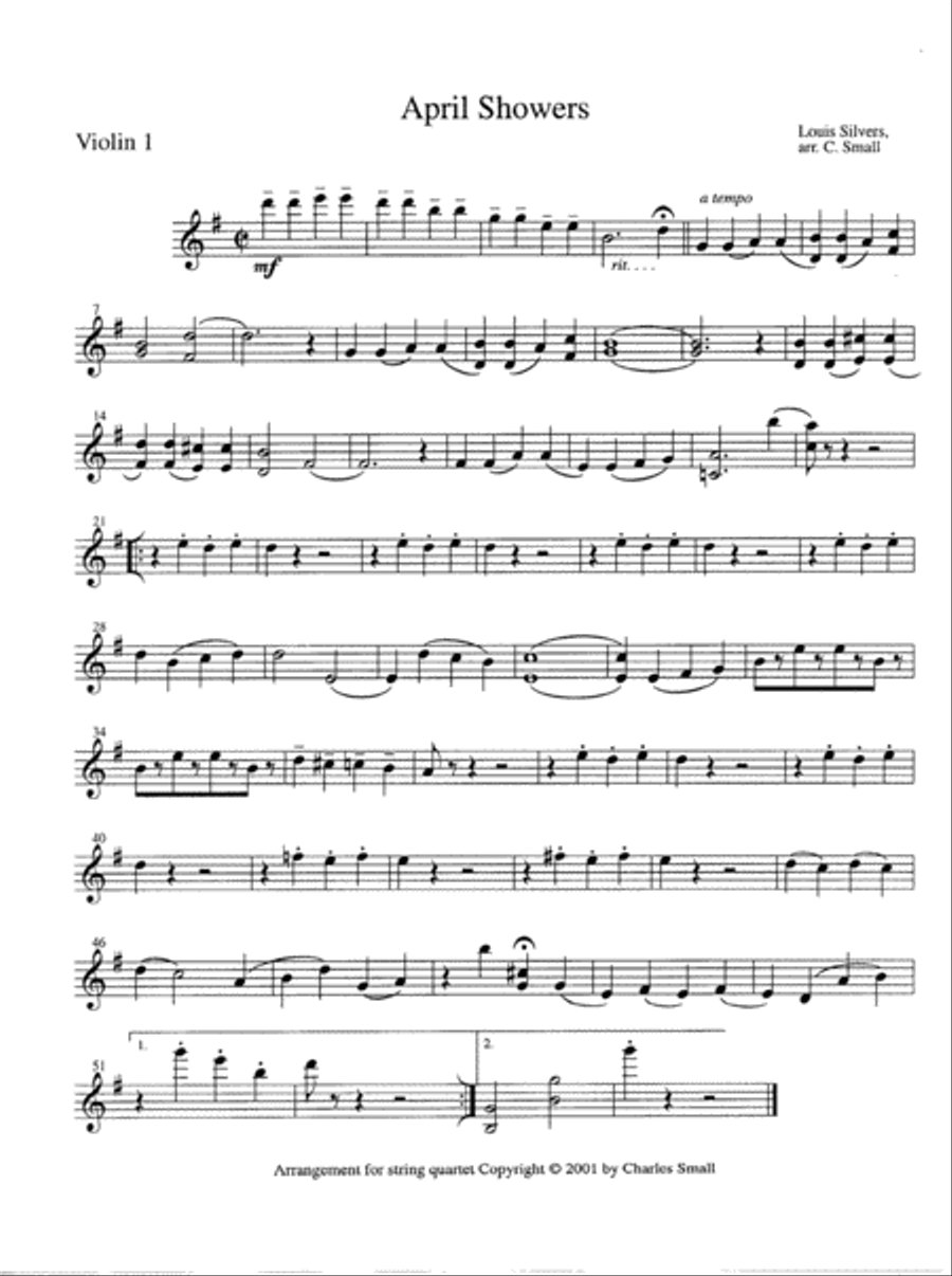 April Showers String Quartet scores gallery preview page 1