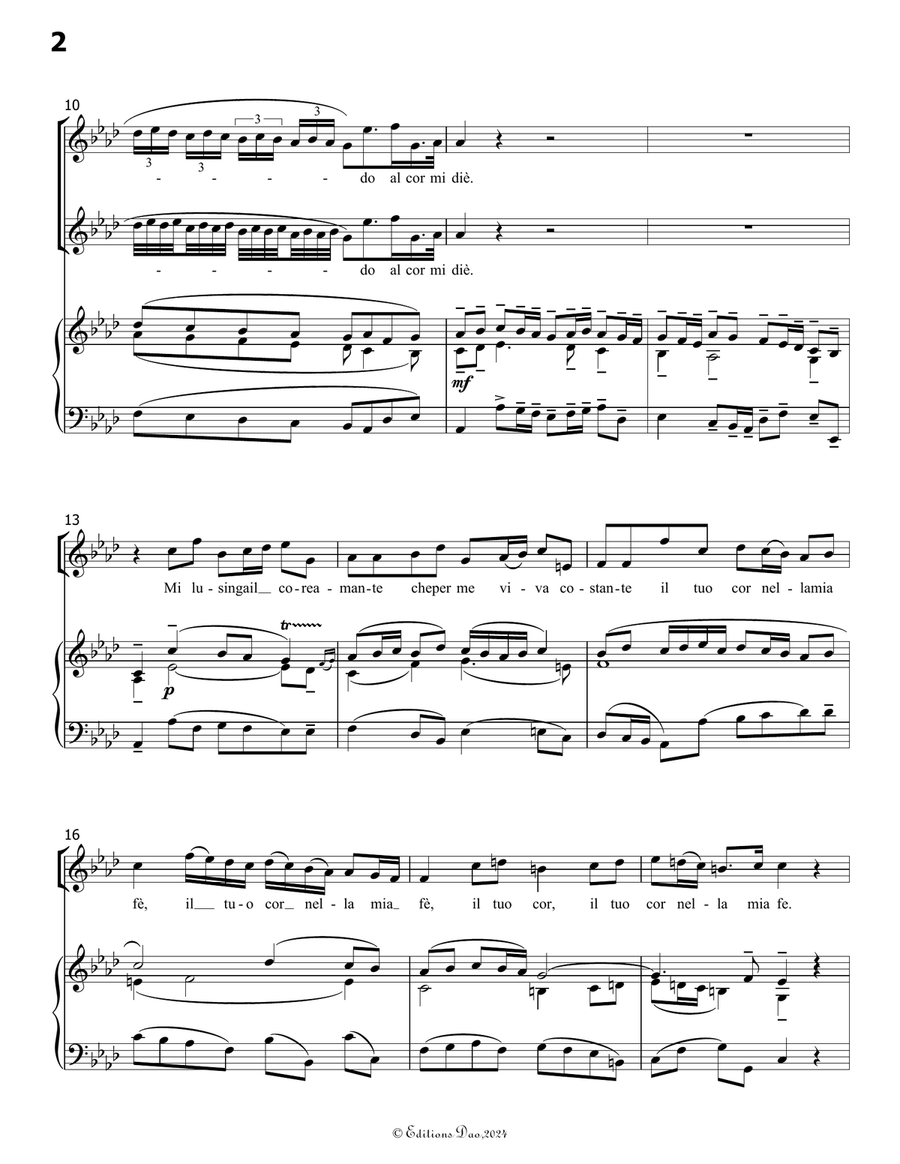 Ardo o cara a quella face, by Bassani, in A flat Major Voice scores gallery preview page 4