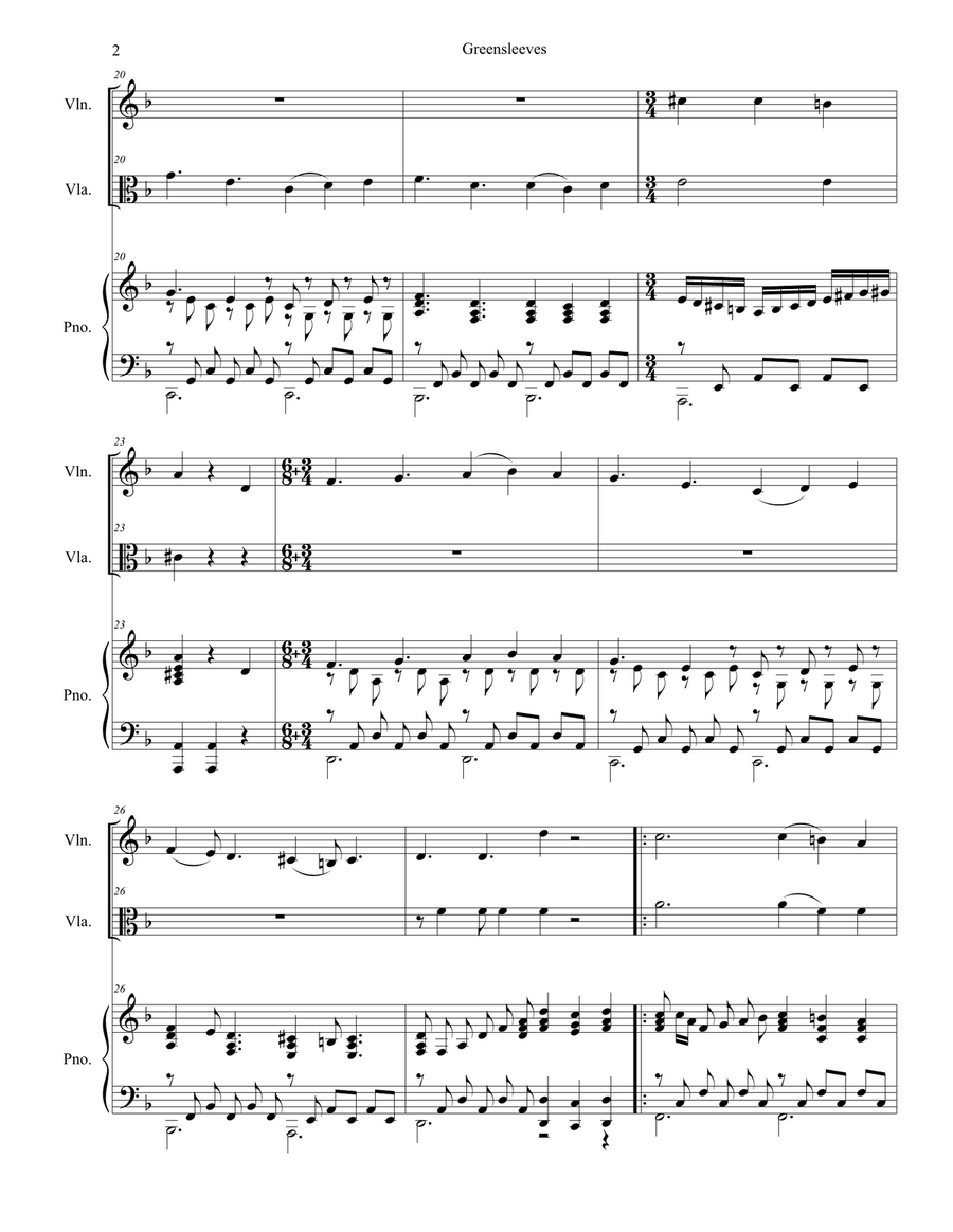 Greensleeves (Duet for Violin and Viola)