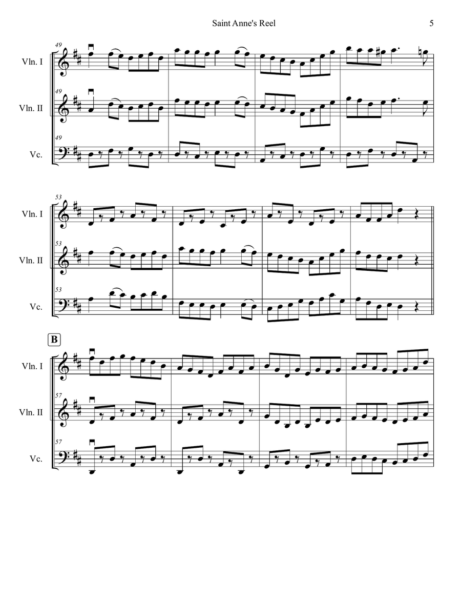 Saint Anne's Reel String Trio scores gallery preview page 5