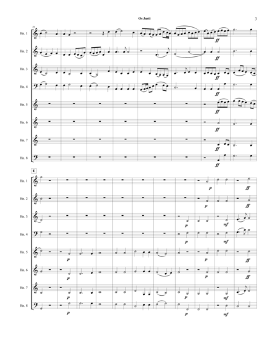 Os Justi by Anton Bruckner, Arr. for 8 Horns Brass Ensemble scores gallery preview page 4