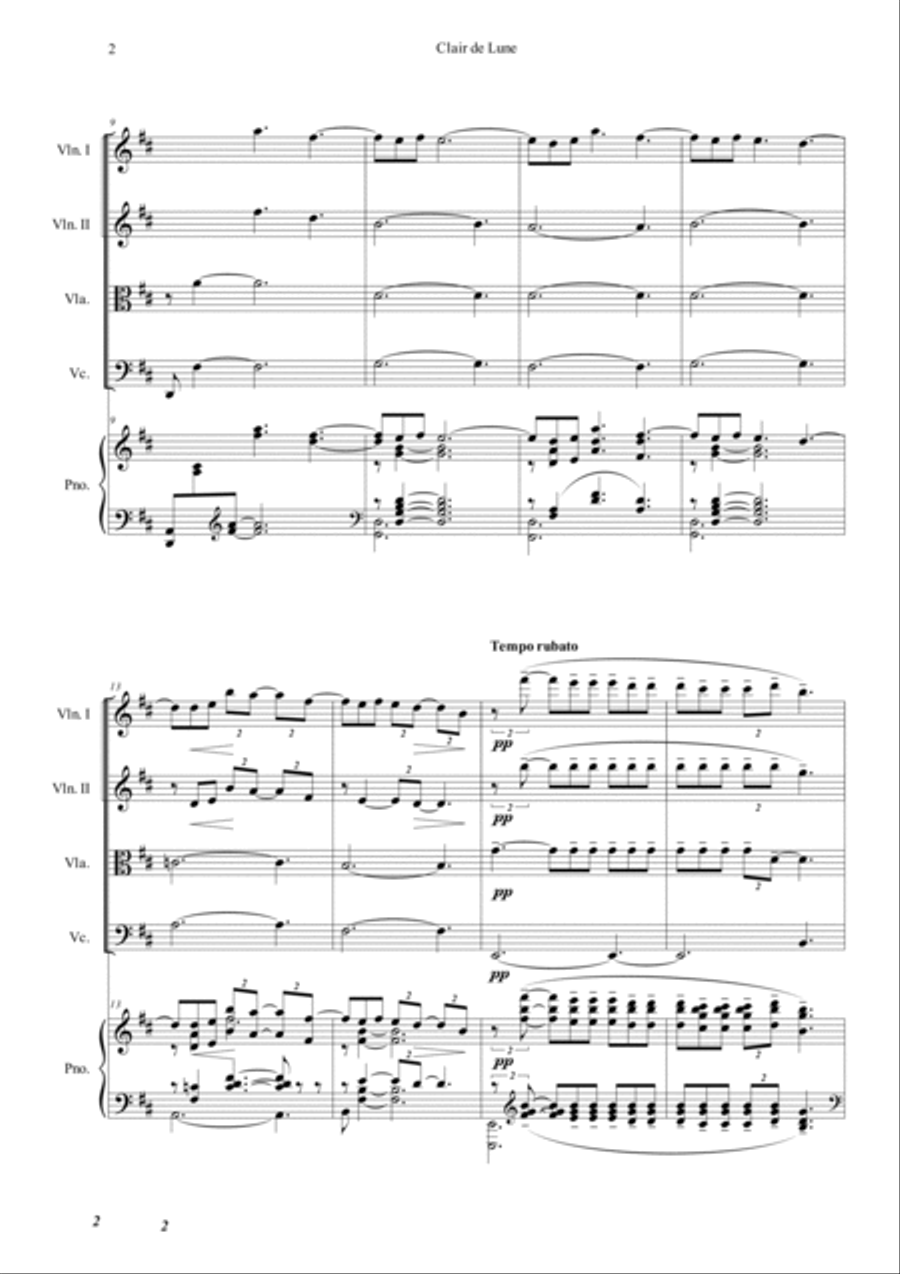 Clair de Lune in D Piano Quintet scores gallery preview page 2