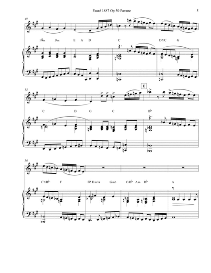 Fauré 1887 Op 50 Pavane Flute or Alto Flute Solo Flute Solo scores gallery preview page 5
