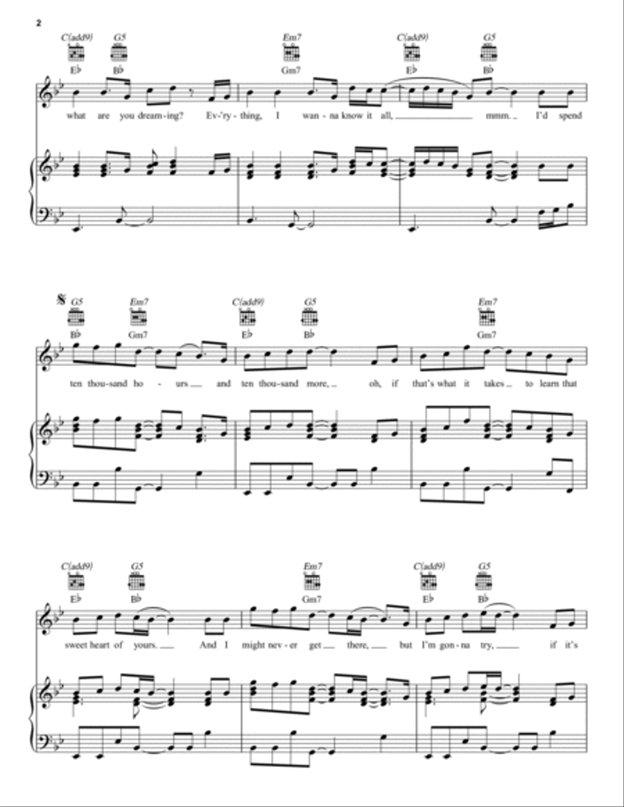 10,000 Hours Piano, Vocal, Guitar scores gallery preview page 2
