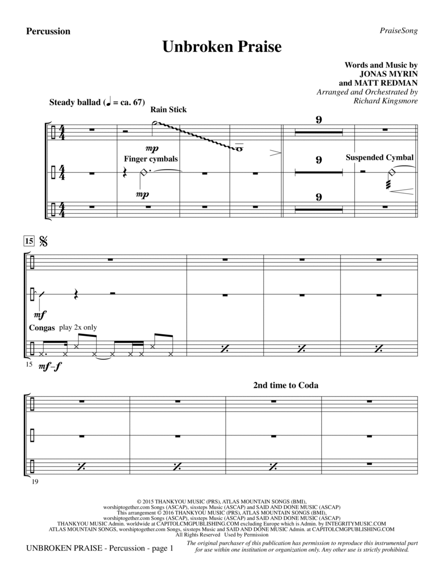 Unbroken Praise - Percussion Choir scores gallery preview page 1