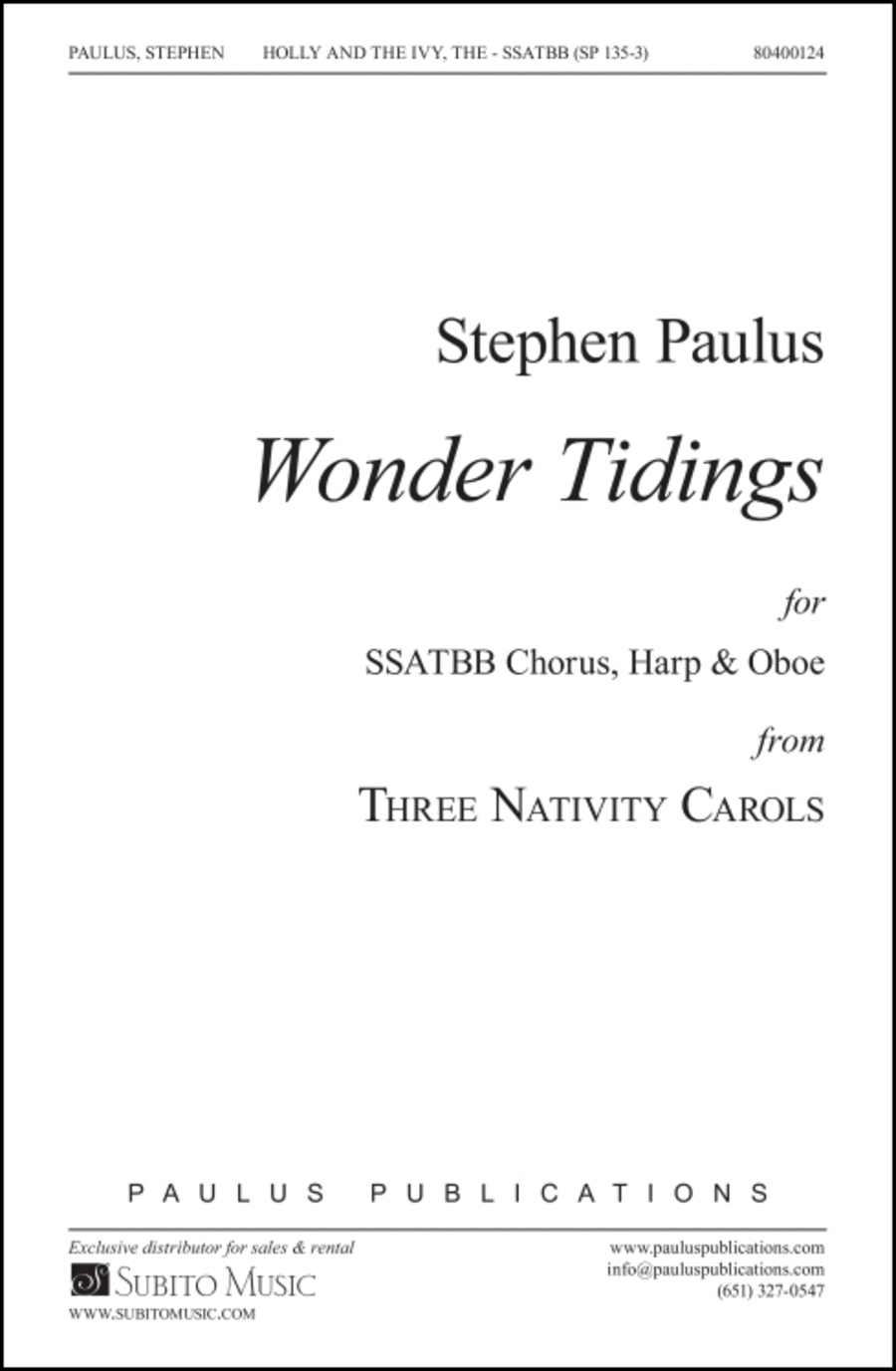 Wonder Tidings (THREE NATIVITY CAROLS) SSATBB scores gallery preview page 1