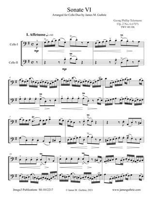 Telemann: Sonata Op. 2 No. 6 for Cello Duo