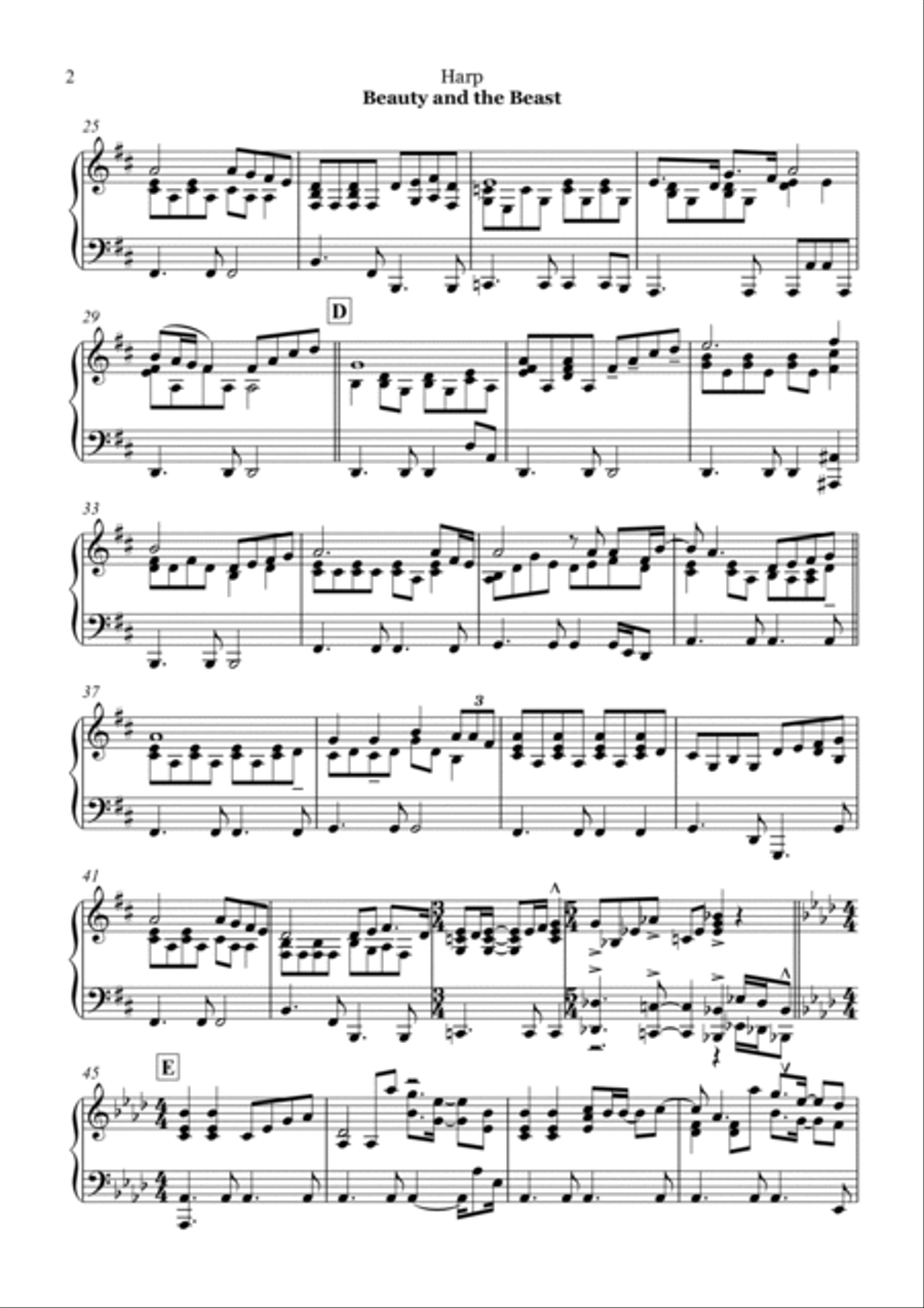 Beauty And The Beast Harp scores gallery preview page 2