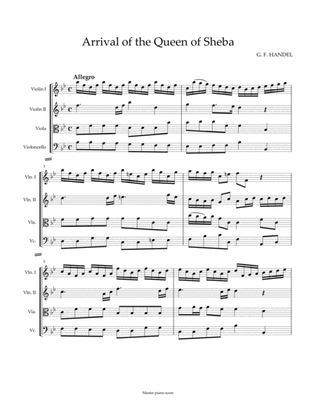 Arrival of the Queen of Sheba for String quartet (Score&Parts)