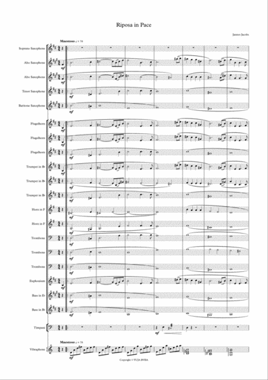 Riposa in pace for fanfare by Jannes Jacobs Marching Band scores gallery preview page 2