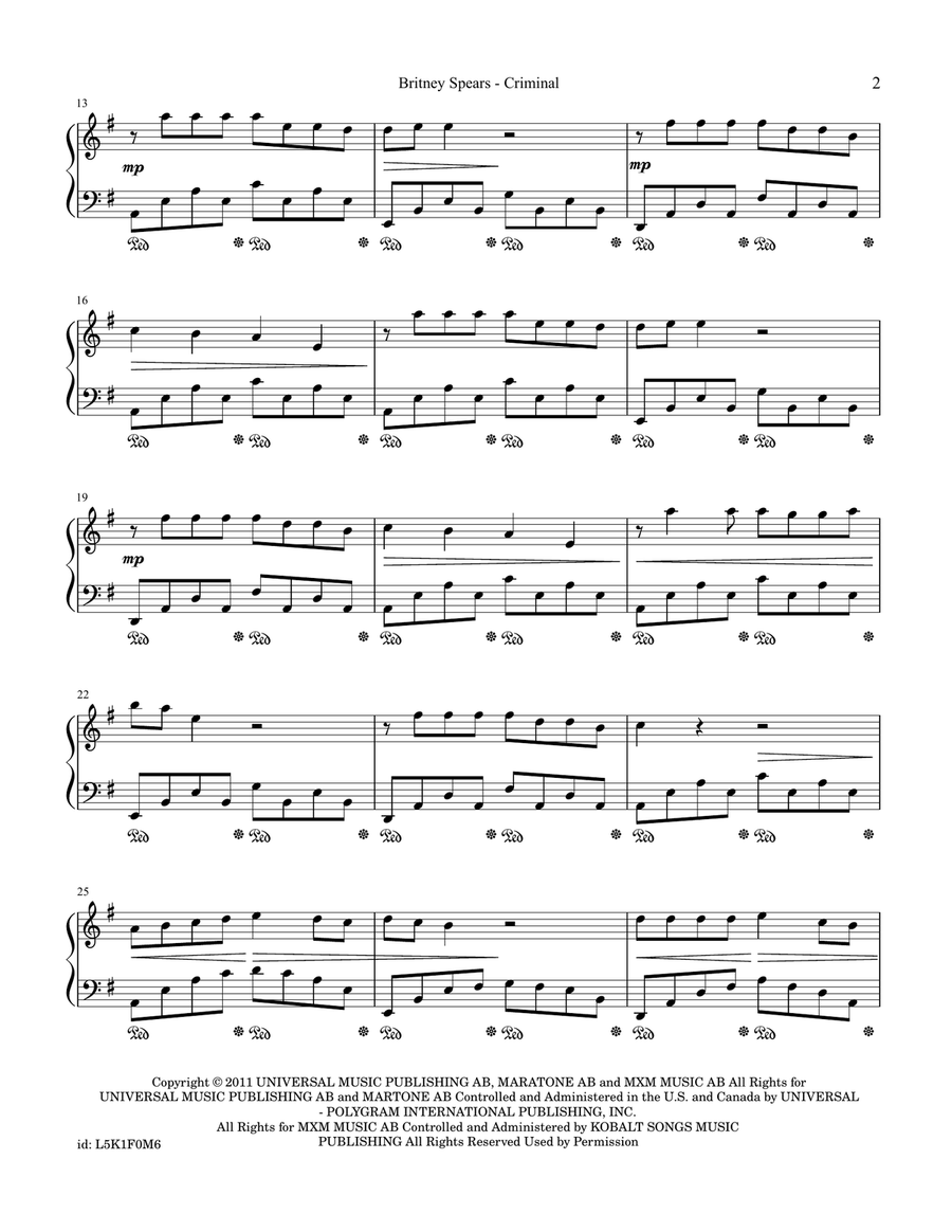 Criminal Piano Solo scores gallery preview page 2