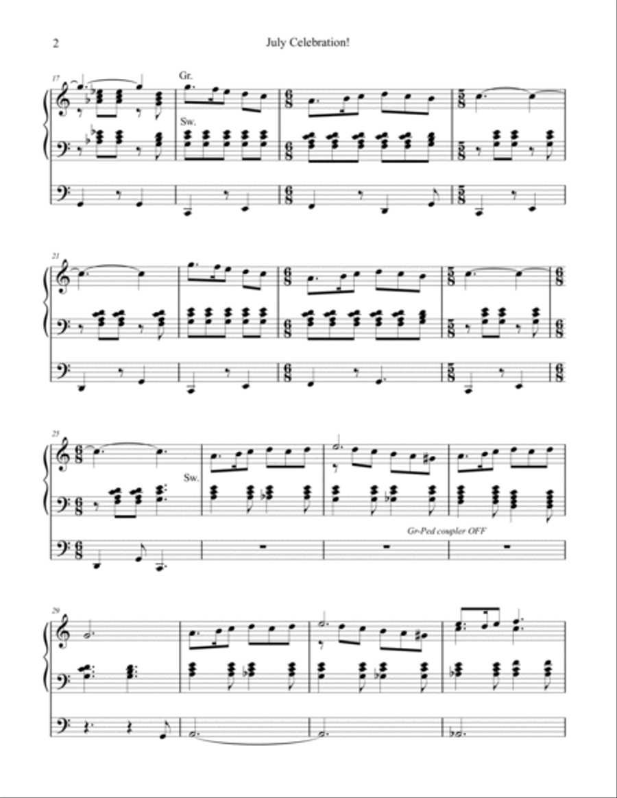 July Celebration! organ work, by Phil Lehenbauer Organ Solo scores gallery preview page 3