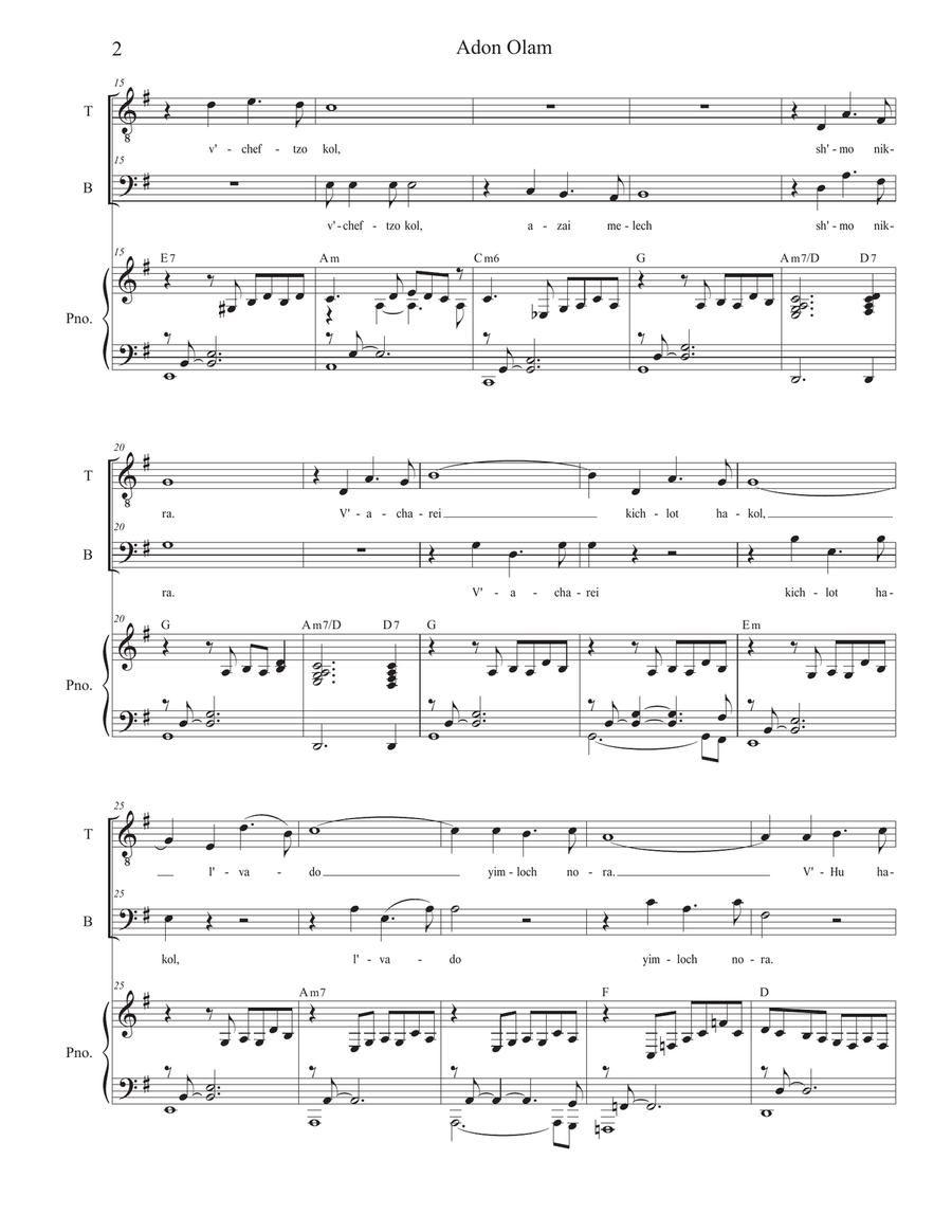 Adon Olam (2-part choir - (TB) TB scores gallery preview page 2