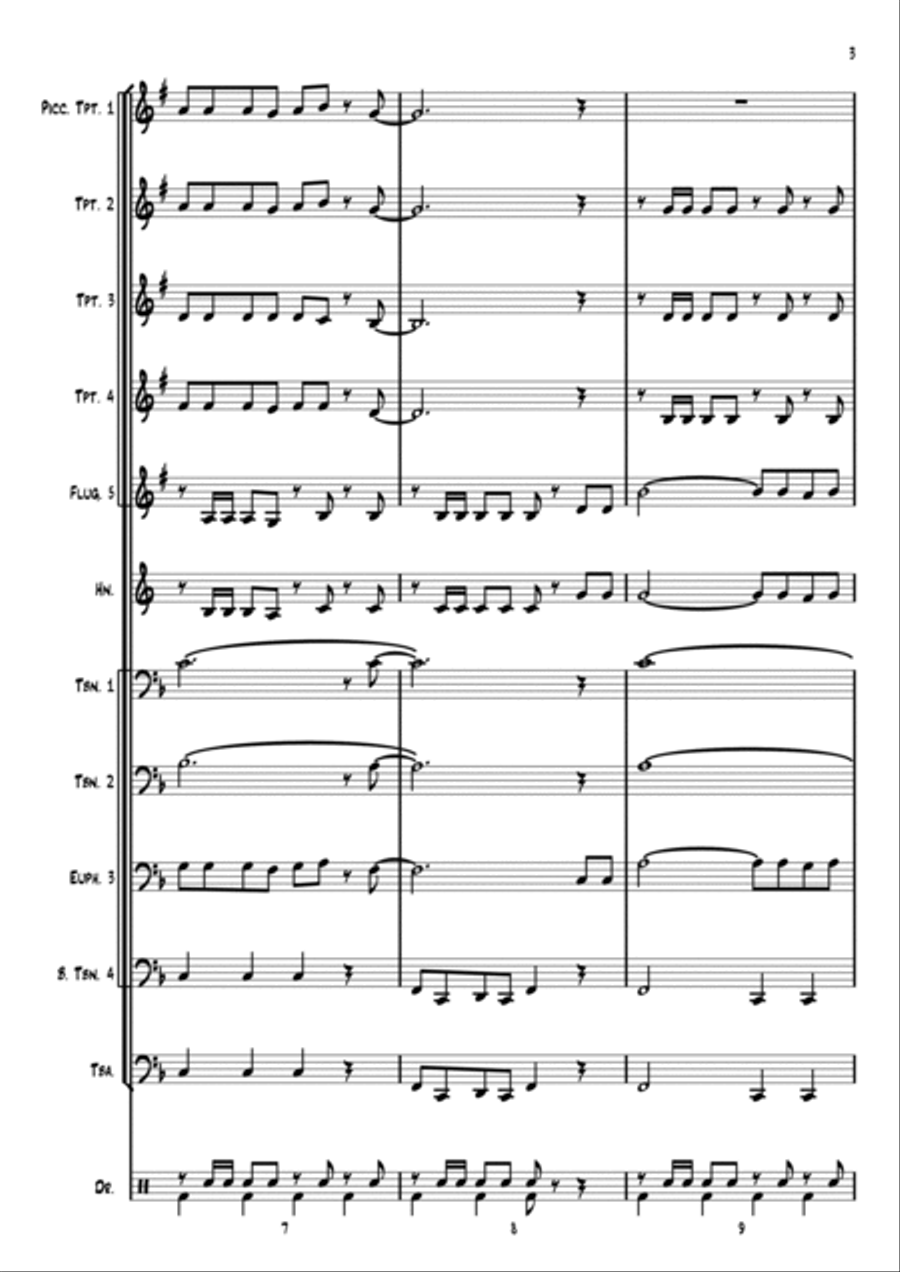 We are Marching in the Light of God 'Siyahamba' Brass Ensemble scores gallery preview page 3