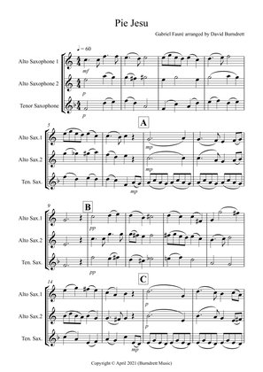 Pie Jesu (from Requiem) for Saxophone Trio
