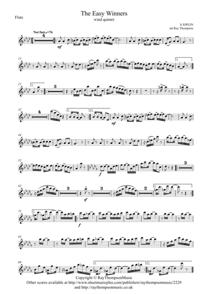 Scott Joplin: The Easy Winners (Rag) - wind quintet image number null