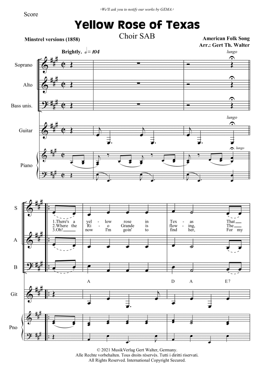 Yellow Rose of Texas Yellow Rose of Texas 3-Part scores gallery preview page 1