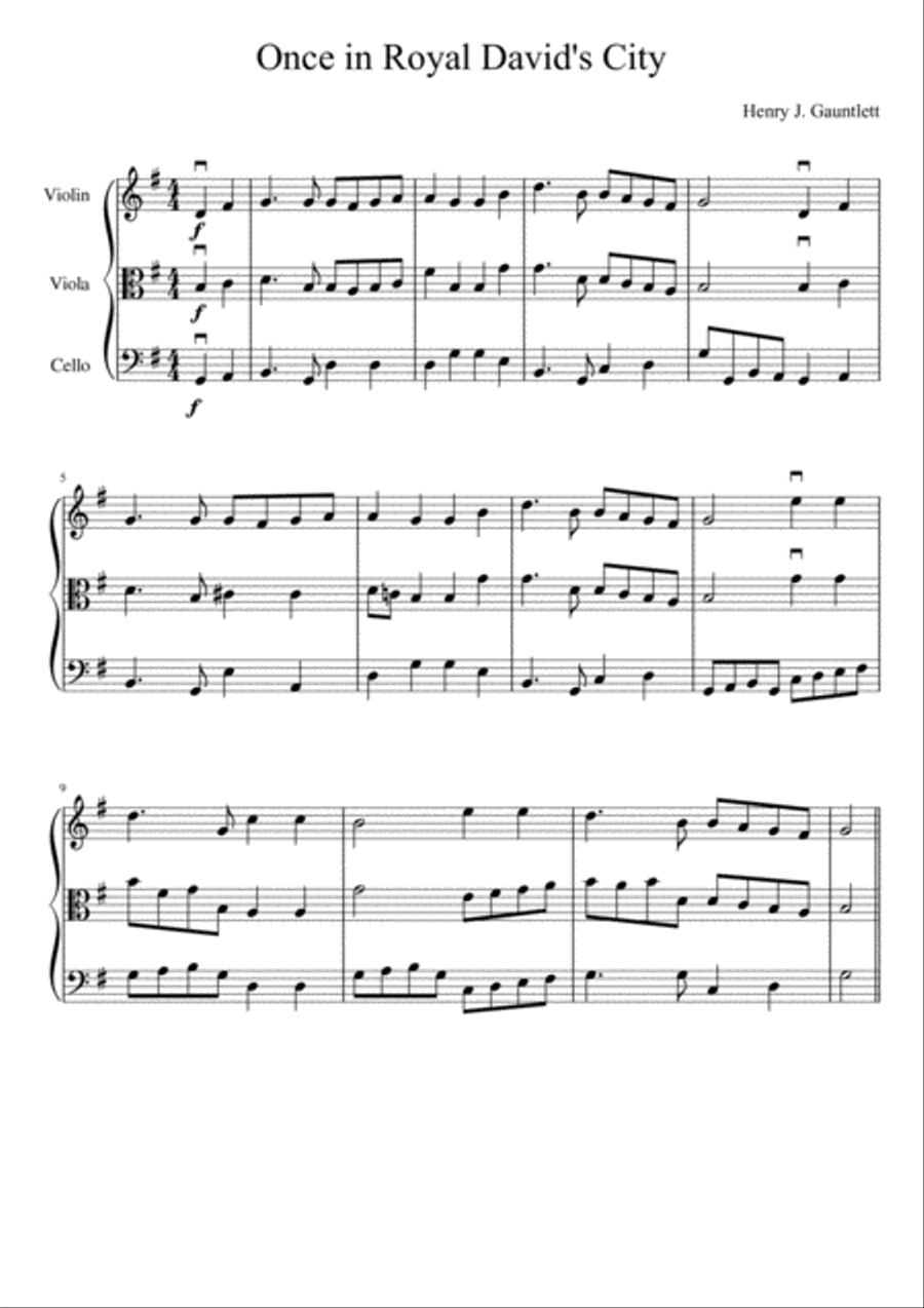 Once in Royal David's City String Trio scores gallery preview page 2