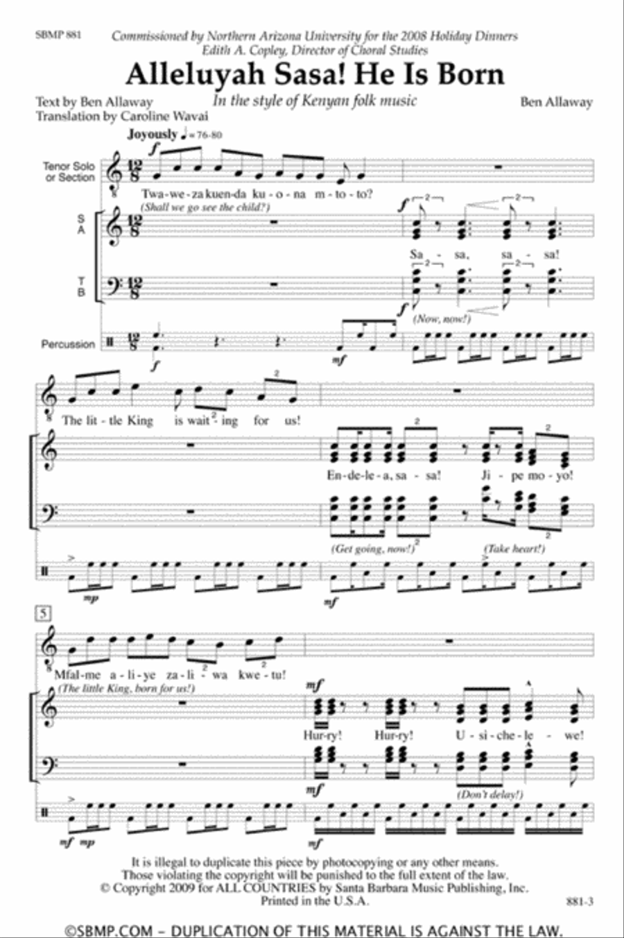 Alleluyah Sasa - SATB divisi Octavo Divisi scores gallery preview page 2