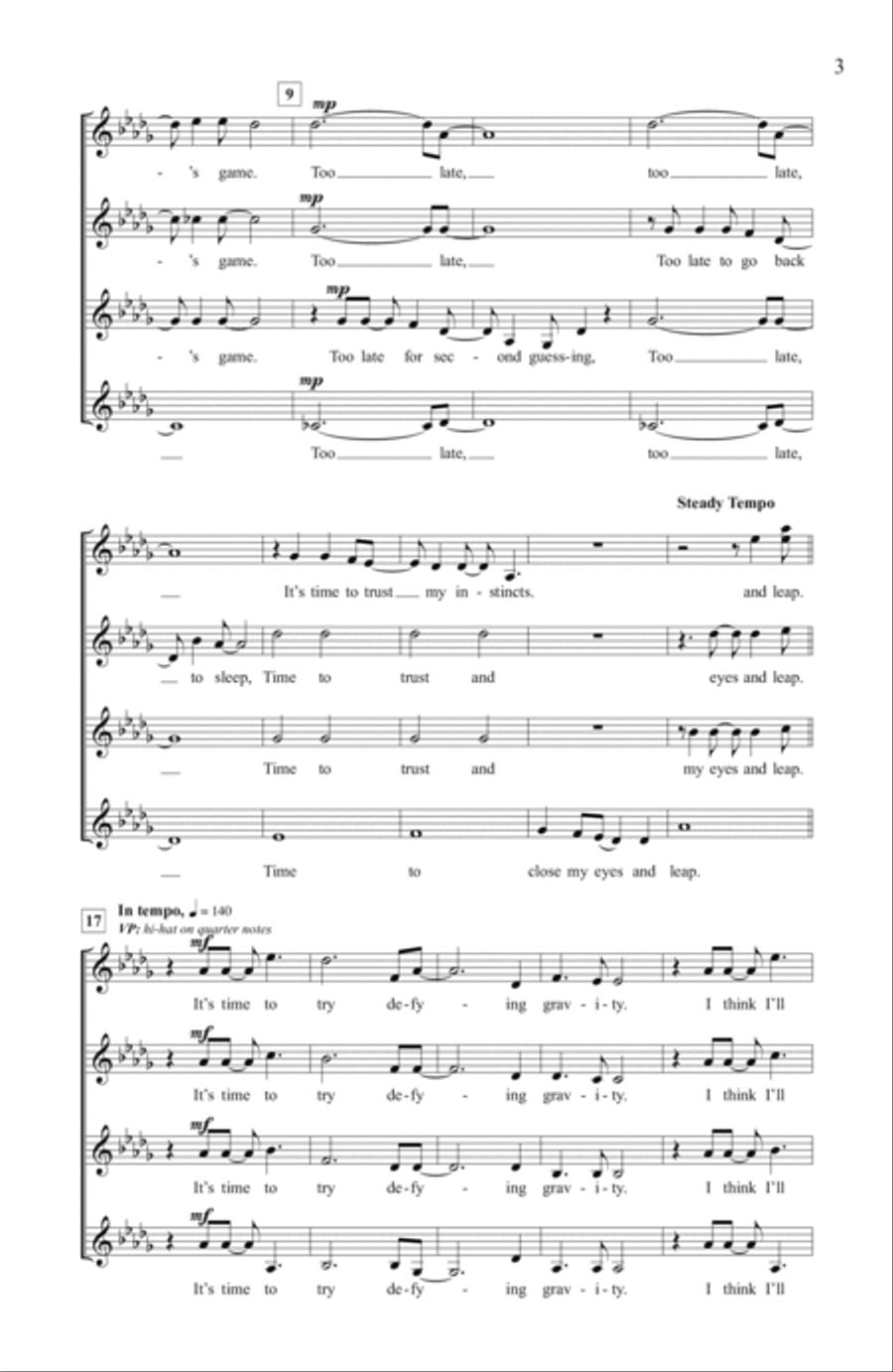 Defying Gravity (from Wicked) (arr. Deke Sharon) SSAA scores gallery preview page 2