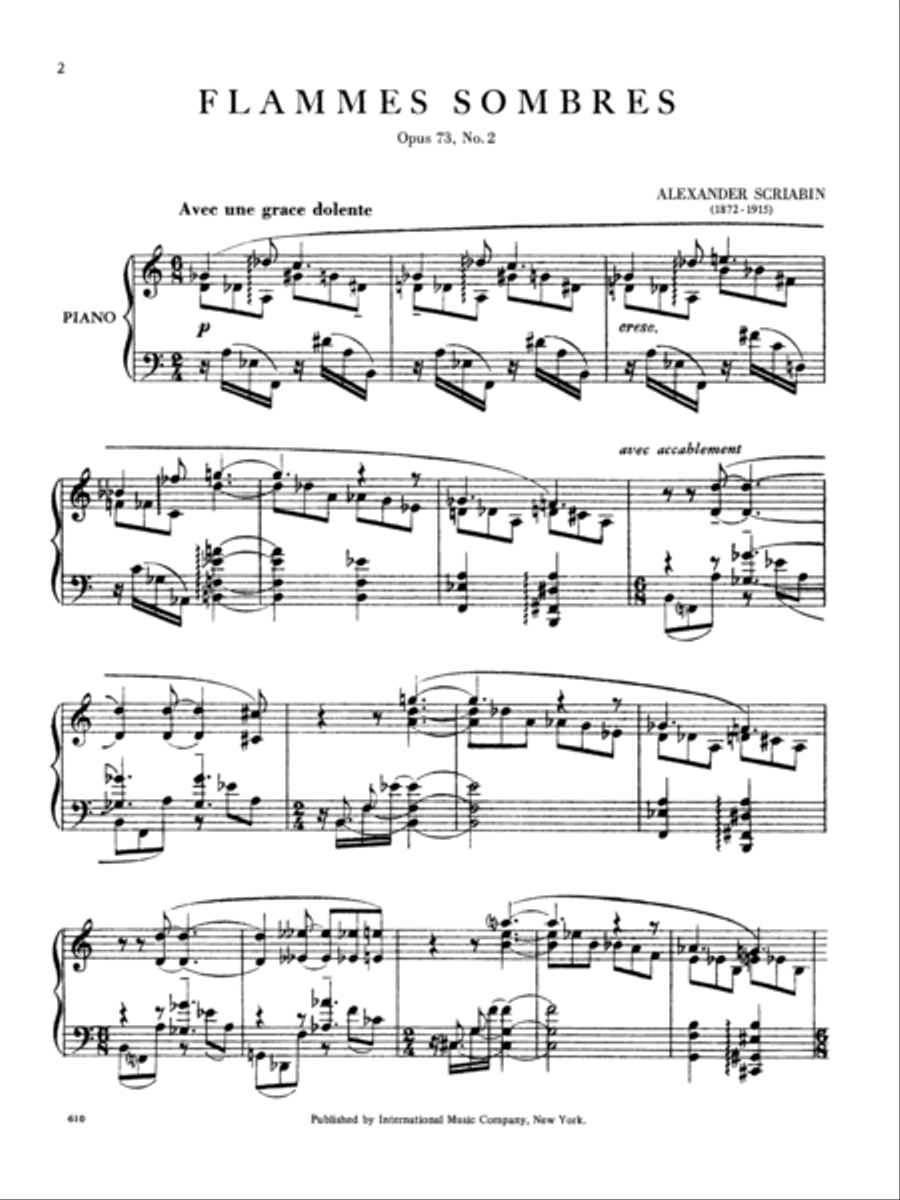 Flammes Sombre, Opus 73 Piano Solo scores gallery preview page 2