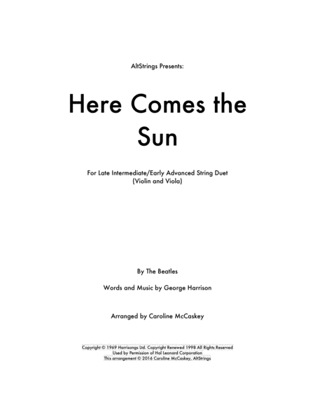 Here Comes The Sun - Violin and Viola Duet
