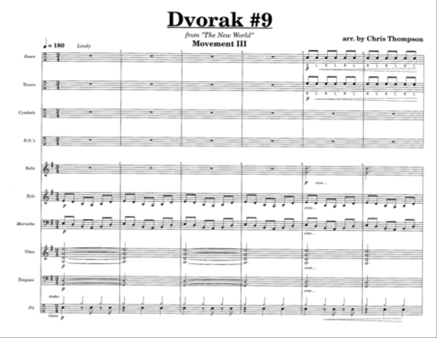Dvorak #9 w/Tutor Tracks Percussion Ensemble scores gallery preview page 3