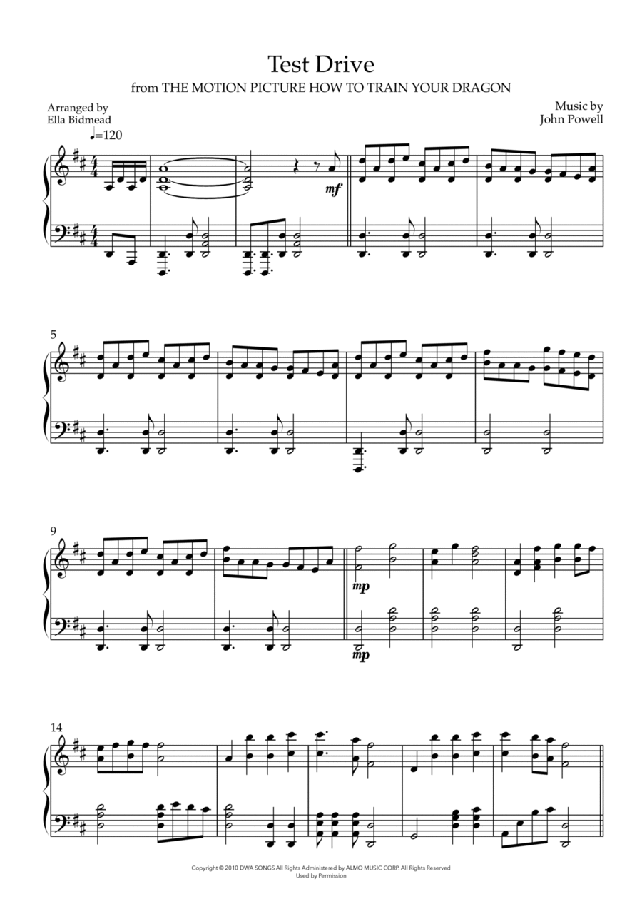Test Drive Test Drive Piano Solo scores gallery preview page 1