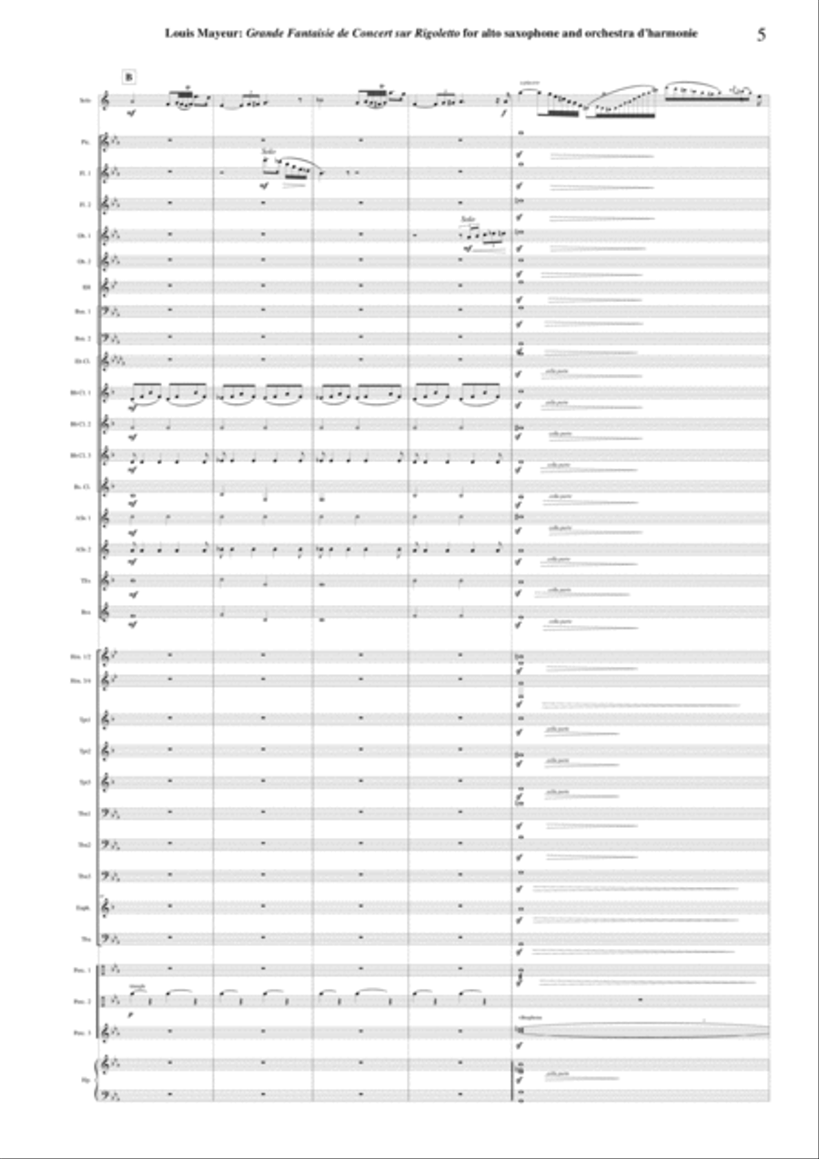 Louis Mayeur: Grande Fantaisie de Concert sur Rigoletto (de Verdi) for alto saxophone and concert b Concert Band scores gallery preview page 5