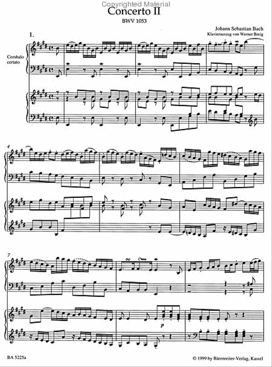 Concerto for Harpsichord and Strings No. 2 E major BWV 1053 Harpsichord scores gallery preview page 2