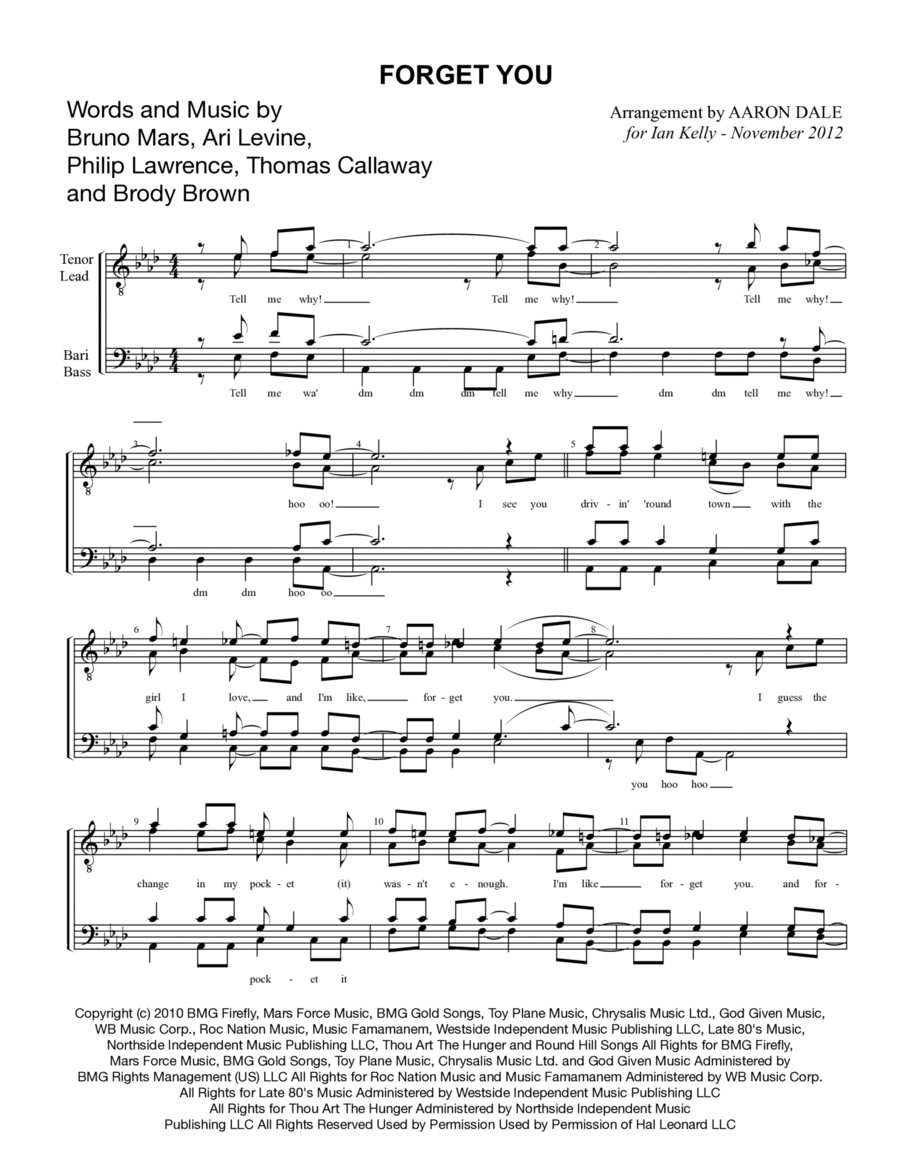 Forget You Forget You TTBB scores gallery preview page 1