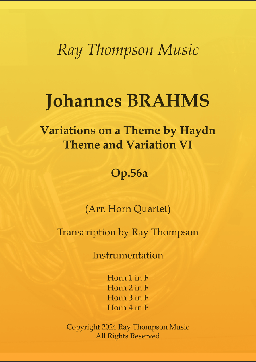 Brahms: Variations on a Theme by Haydn Op.56a (St.Anthony Chorale): Theme and Var.VI - horn quartet) French Horn Quartet scores gallery preview page 1
