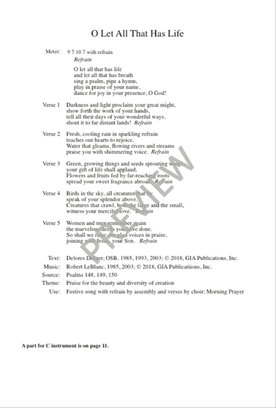 O Let All That Has Life SSA scores gallery preview page 3