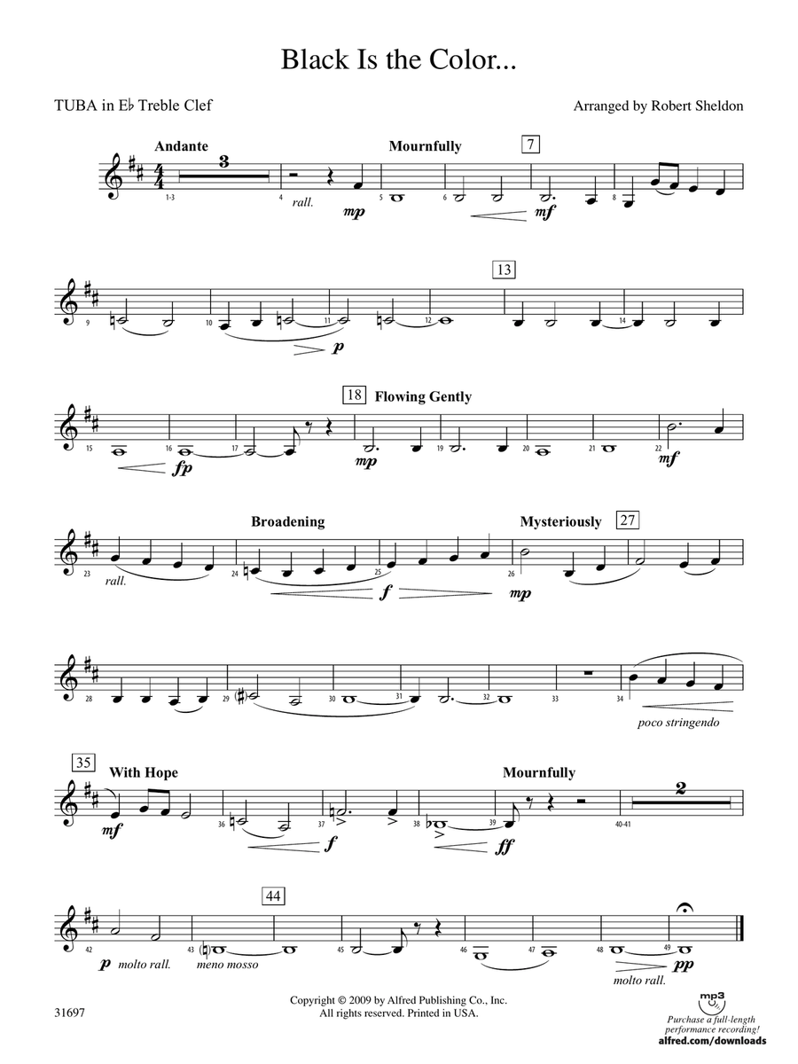 Black Is the Color...: (World Part) E-flat Tuba T.C.
